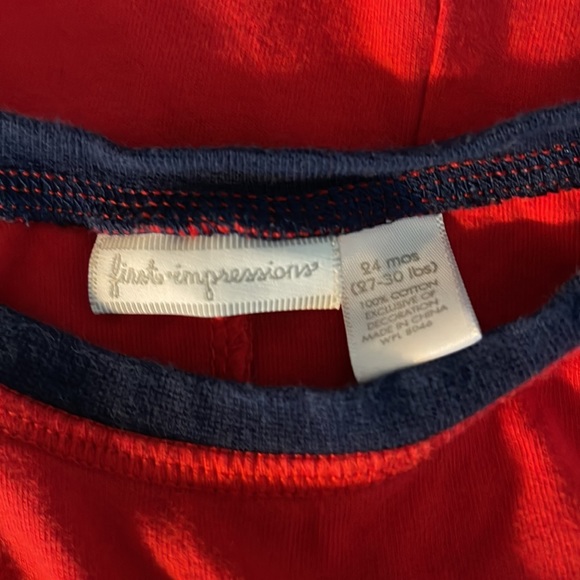 First Impressions Boys 24m red onesie with snaps - Picture 6 of 6